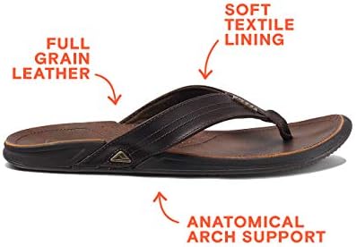 REEF Men's J-Bay III Leather Flip Flops Dark Brown-dark Brown