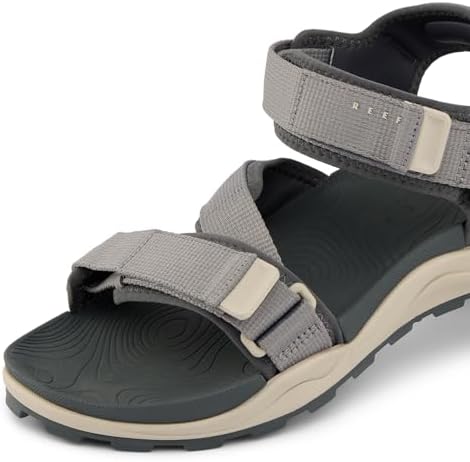 REEF Cross Shore Men's Casual Sport Sandal, Adjustable Straps, Supportive Footbed, No Slip Traction Grey-tan