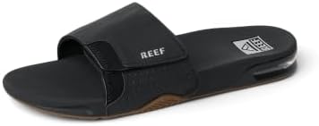 REEF Mens Fanning Slide | Bottle Opener Sandal Black-silver