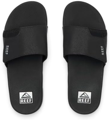 REEF Mens Fanning Slide | Bottle Opener Sandal Black-silver