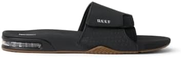 REEF Mens Fanning Slide | Bottle Opener Sandal Black-silver