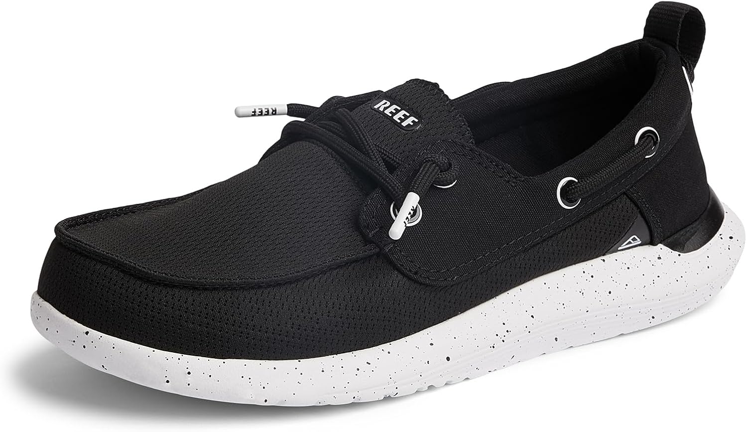 REEF Men's Swellsole Pier Boat Shoes Black Mesh
