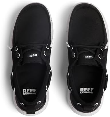 REEF Men's Swellsole Pier Boat Shoes Black Mesh
