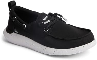 REEF Men's Swellsole Pier Boat Shoes Black Mesh