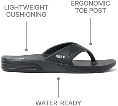 REEF Men's Sandals, Fanning H20 Black-silver