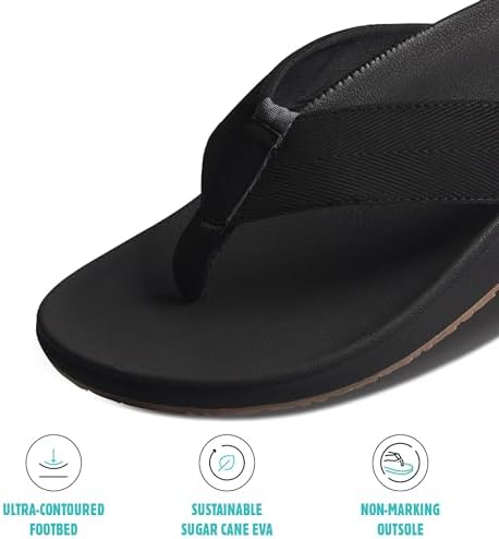 Reef Raglan Men's Flip Flop Sandal, Soft & Supportive Footbed, Water Friendly Straps BlackGum