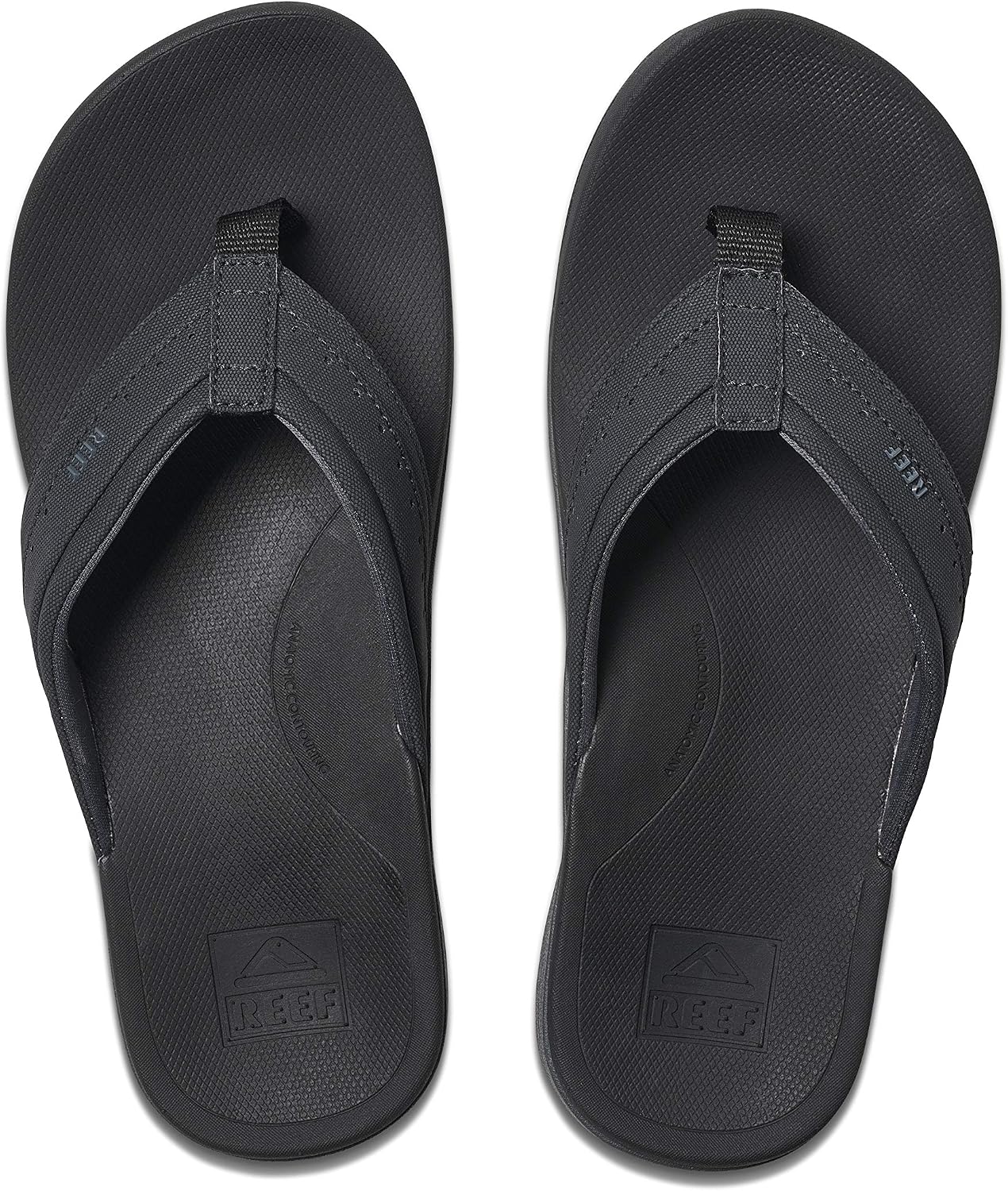 REEF Men's Sandals Ortho-Spring, Arch Support Flip Flops For Men Black