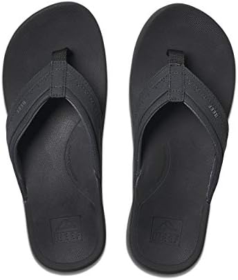 REEF Men's Sandals Ortho-Spring, Arch Support Flip Flops For Men Black