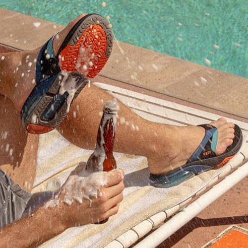 REEF Men's Sandals, Fanning + Blue-black-orange