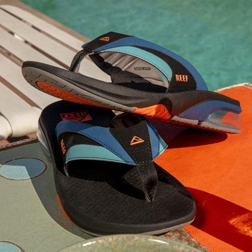 REEF Men's Sandals, Fanning + Blue-black-orange