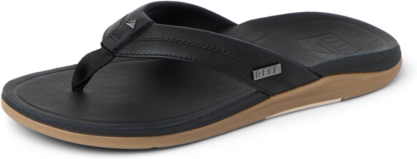 REEF Men's Sandals, Leather Offshore Black