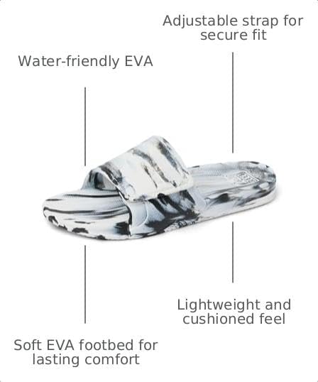 REEF Men's Sandals Fanning Slide H20 BlackWhite Marble