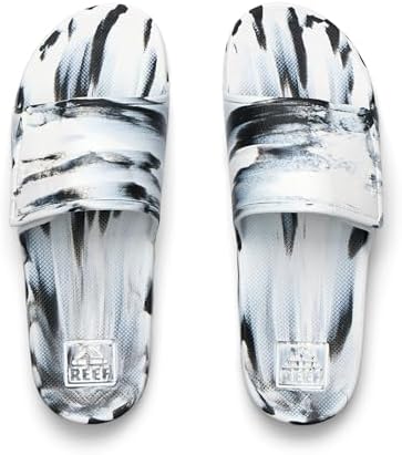 REEF Men's Sandals Fanning Slide H20 BlackWhite Marble