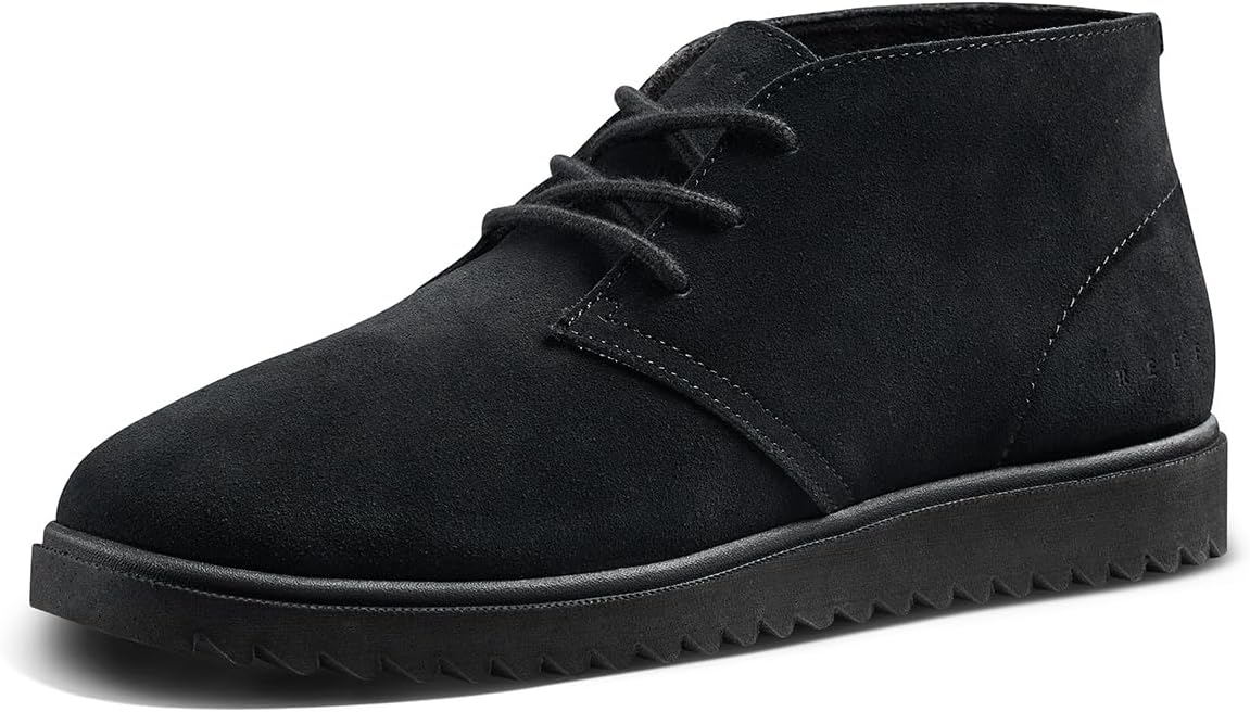 REEF Mens Leucadian Shoe, Premium Suede, Memory Foam Footbed, Lightweight Black