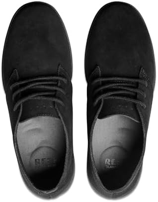 REEF Mens Leucadian Shoe, Premium Suede, Memory Foam Footbed, Lightweight Black