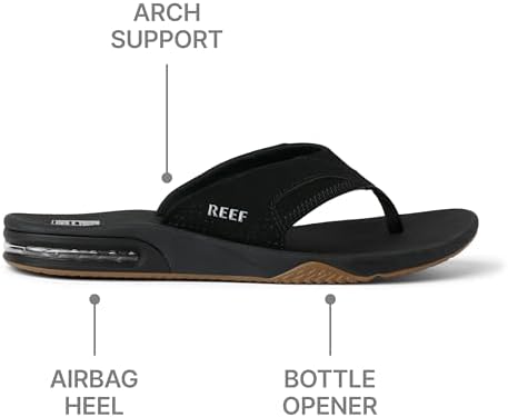 REEF Mens Sandals, Fanning BlackSilver