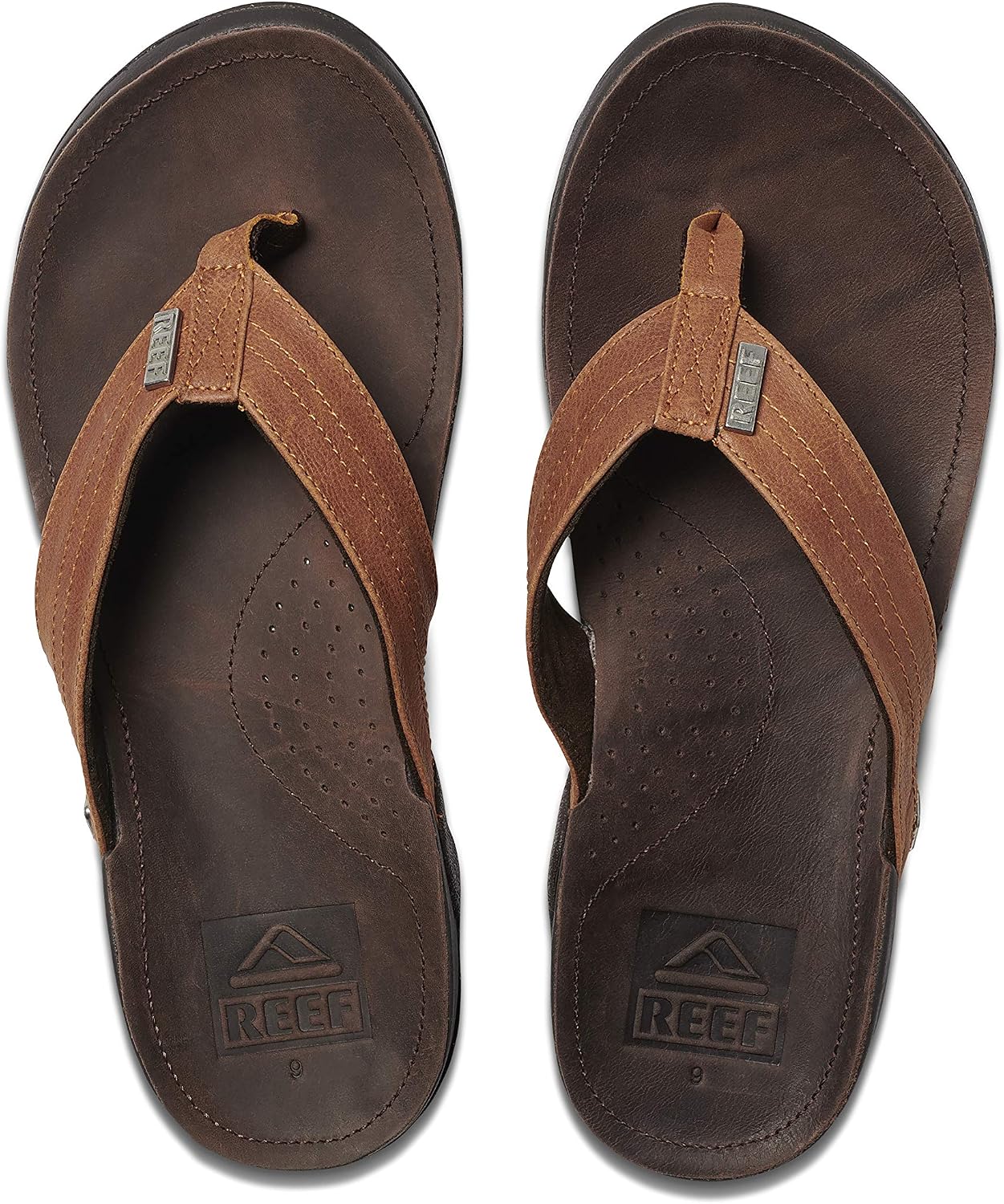 REEF Men's J-Bay III Leather Flip Flops CoffeeBronze