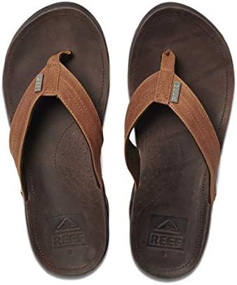 REEF Men's J-Bay III Leather Flip Flops CoffeeBronze
