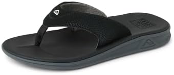 Reef Rover Mens Flip Flop, Supportive & Ultra Soft Footbed, Durable Non Marking Outsole Black
