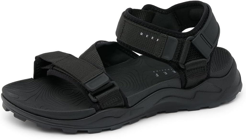 REEF Cross Shore Men's Casual Sport Sandal, Adjustable Straps, Supportive Footbed, No Slip Traction Black
