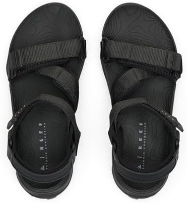 REEF Cross Shore Men's Casual Sport Sandal, Adjustable Straps, Supportive Footbed, No Slip Traction Black