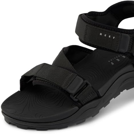 REEF Cross Shore Men's Casual Sport Sandal, Adjustable Straps, Supportive Footbed, No Slip Traction Black