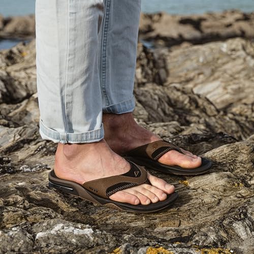 REEF Mens Sandals, Fanning Black and Tan