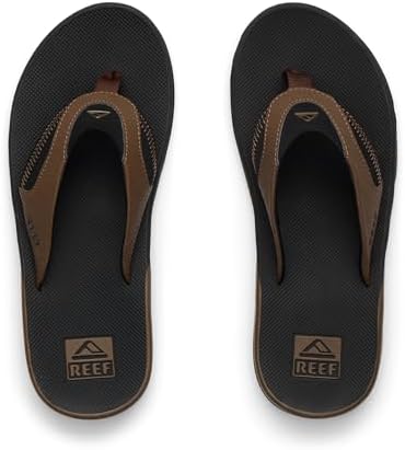 REEF Mens Sandals, Fanning Black and Tan