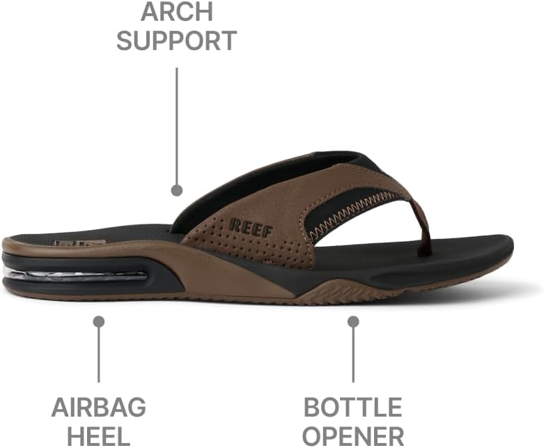 REEF Mens Sandals, Fanning Black and Tan