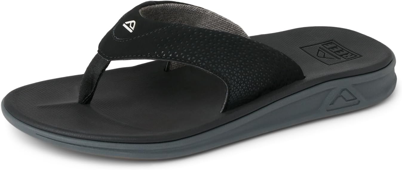 Reef Rover Mens Flip Flop, Supportive & Ultra Soft Footbed, Durable Non Marking Outsole Black