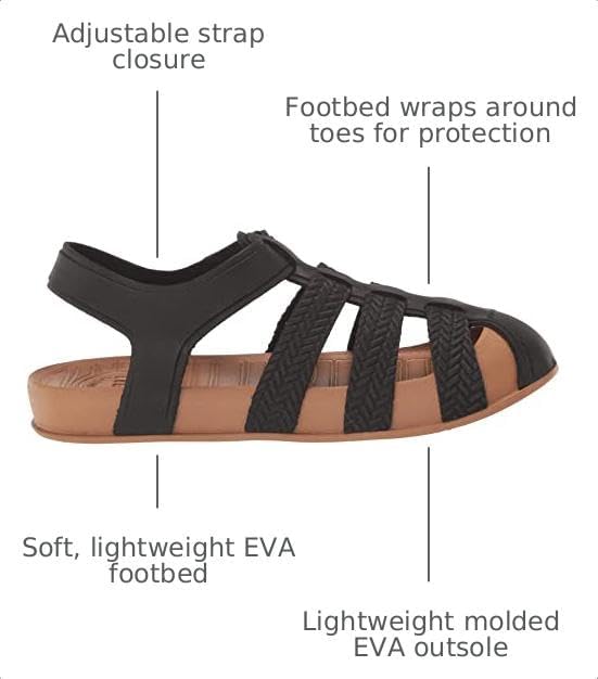 REEF Kids' Water Beachy Fisherman Sandals BlackTan