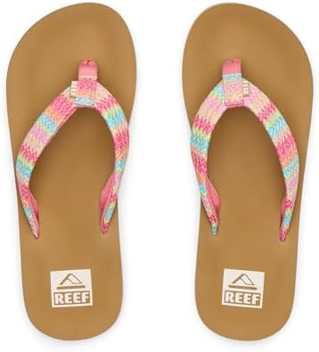 REEF Girls Kids Ahi Beach Flip Flop, Soft Cushion Footbed, Water Friendly Baja Pink