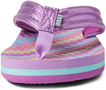 REEF Girls Kids Ahi Beach Flip Flop, Soft Cushion Footbed, Water Friendly Lavender Hearts