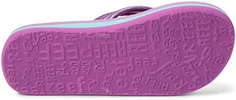 REEF Girls Kids Ahi Beach Flip Flop, Soft Cushion Footbed, Water Friendly Lavender Hearts