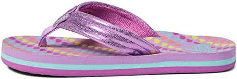 REEF Girls Kids Ahi Beach Flip Flop, Soft Cushion Footbed, Water Friendly Lavender Hearts