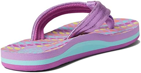 REEF Girls Kids Ahi Beach Flip Flop, Soft Cushion Footbed, Water Friendly Lavender Hearts