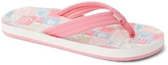 REEF Girls Kids Ahi Beach Flip Flop, Soft Cushion Footbed, Water Friendly Sunset Stamp