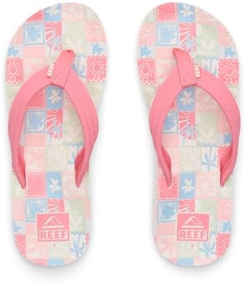 REEF Girls Kids Ahi Beach Flip Flop, Soft Cushion Footbed, Water Friendly Sunset Stamp