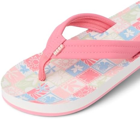 REEF Girls Kids Ahi Beach Flip Flop, Soft Cushion Footbed, Water Friendly Sunset Stamp