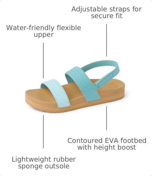 REEF Girls Kids Water Vista Platform Sandal, Water Friendly, Adjustable Strap Aqua Haze