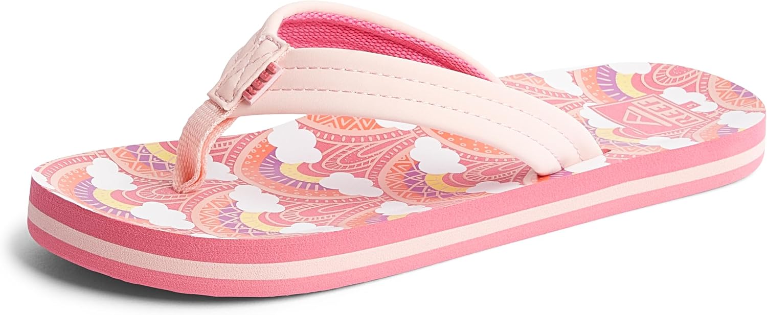 REEF Girls Kids Ahi Beach Flip Flop, Soft Cushion Footbed, Water Friendly initial