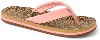 REEF Girls Kids Ahi Beach Flip Flop, Soft Cushion Footbed, Water Friendly LeopardCanyon Sunset