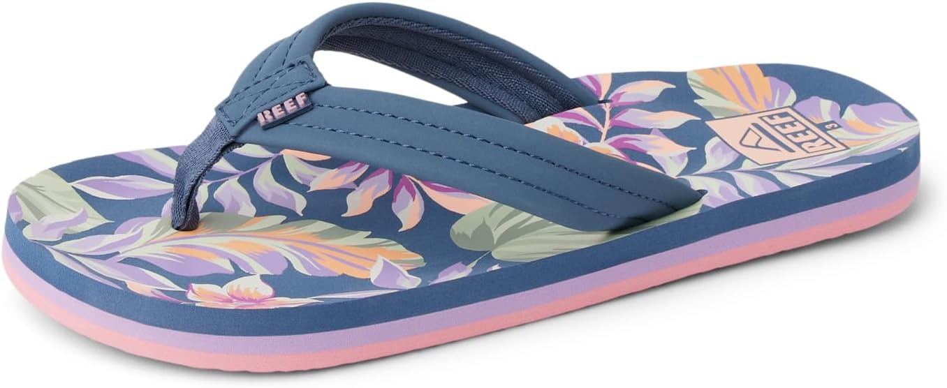 REEF Girls Kids Ahi Beach Flip Flop, Soft Cushion Footbed, Water Friendly initial