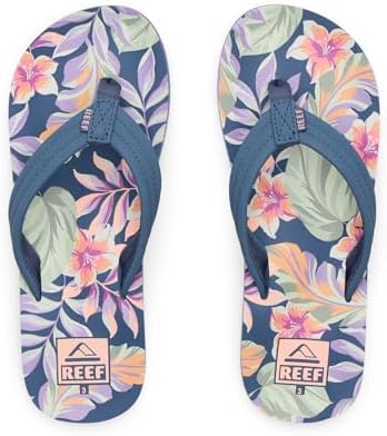REEF Girls Kids Ahi Beach Flip Flop, Soft Cushion Footbed, Water Friendly initial