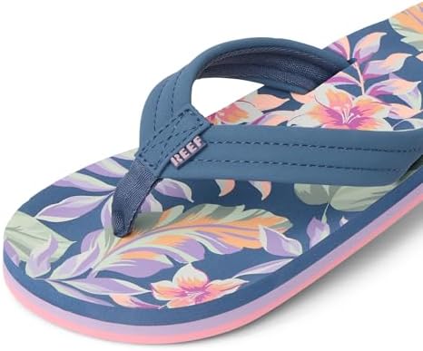 REEF Girls Kids Ahi Beach Flip Flop, Soft Cushion Footbed, Water Friendly initial