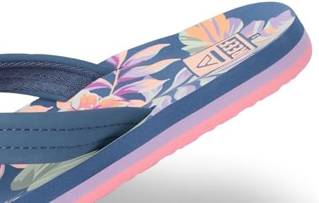 REEF Girls Kids Ahi Beach Flip Flop, Soft Cushion Footbed, Water Friendly initial