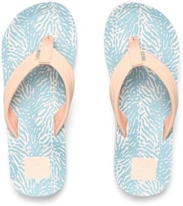 REEF Girls Kids Ahi Beach Flip Flop, Soft Cushion Footbed, Water Friendly Peach-blue Animal