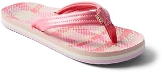 REEF Girls Kids Ahi Beach Flip Flop, Soft Cushion Footbed, Water Friendly Pink Plaid