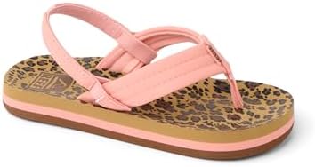 REEF Girls ToddlerLittle Kid Ahi Beach Flip Flop, Soft Cushion Footbed, Water Friendly LeopardCanyon Sunset