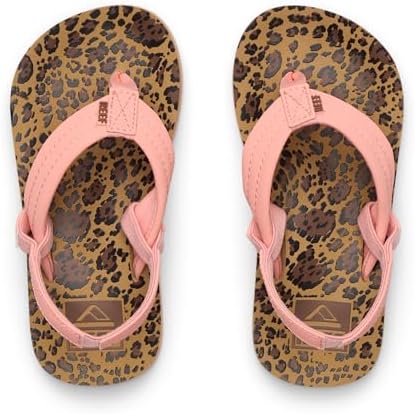 REEF Girls ToddlerLittle Kid Ahi Beach Flip Flop, Soft Cushion Footbed, Water Friendly LeopardCanyon Sunset